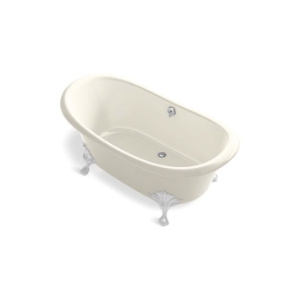 Kohler® 21000-B-96 Artifacts® Bathtub, Oval Shape, 66-1/8 in L x 32-1/2 in W, Center Rear Drain, Biscuit
