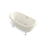 Kohler® 21000-B-96 Artifacts® Bathtub, Oval Shape, 66-1/8 in L x 32-1/2 in W, Center Rear Drain, Biscuit