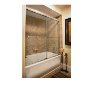 Basco® 4400-60CL Sliding Bathtub Door, Frameless Frame, Clear Glass, Silver, 1/4 in THK Glass, Infinity™