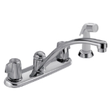 DELTA® 2400LF Kitchen Faucet, 1.8 gpm, 8 in Center, Swivel Spout, Chrome Plated, 2 Handles, Side Spray(Y/N): Yes, Commercial