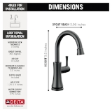 DELTA® 1920-BL-DST Transitional Beverage Faucet, 1.5 gpm Flow Rate, Matte Black, 1 Handle, Commercial/Residential