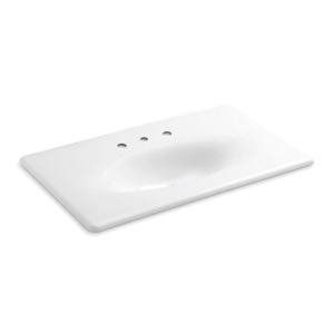 Kohler® 3051-8-0 Iron/Impressions® 37 in Enameled Cast Iron Vanity Top With Integrated Oval Sink, White