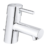 GROHE 34702001 Bathroom Basin Mixer, Concetto™, 2.2 gpm, 1-3/8 in H Spout, 1 Handle, Pop-Up Drain, 1 Faucet Hole, StarLight® Polished Chrome, Traditional