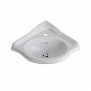 Rohl® U.2925-WH Perrin and Rowe® Corner Basin, 23 in W x 17-1/4 in D x 10 in H, Wall Mount, Vitreous China, White