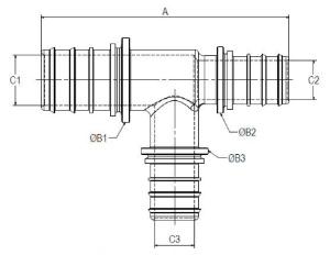 REHAU® 317161-001 2" x 1-1/2" x 1-1/4" EVERLOC+™ LF Brass Branch and Run Reducing Tee