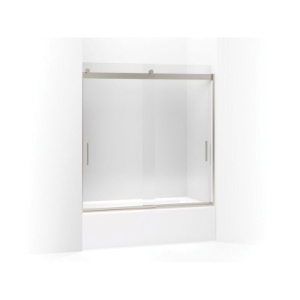 Kohler® 706000-L-MX Levity® Sliding Bath Door, Frameless Frame, Clear Tempered Glass, Matte Nickel, 1/4 in THK Glass, 54-7/8 in H Opening, 56-5/8 to 59-5/8 in W Opening
