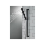 DELTA® 51140-BL Zura® Hand Shower, 5 Shower Head, 2 gpm Flow Rate, 60 to 82 in L Hose, 1/2 in IPS Connection, Matte Black