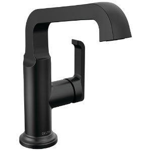 DELTA® 689-BL-DST Tetra™ Single Handle Mid-Height Vessel Bathroom, 1.2 gpm Flow Rate, 1 Handle, Pop-Up Drain, 1 Faucet Hole, Lumicoat® Matte Black, Lavatory Function