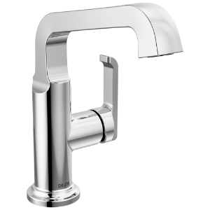 DELTA® 689-PR-DST Tetra™ Single Handle Mid-Height Vessel Bathroom, 1.2 gpm Flow Rate, 1 Handle, Pop-Up Drain, 1 Faucet Hole, Lumicoat® Chrome, Lavatory Function