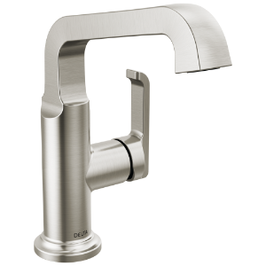 DELTA® 689-SS-PR-DST Tetra™ Single Handle Mid-Height Vessel Bathroom, 1.2 gpm Flow Rate, 1 Handle, Pop-Up Drain, 1 Faucet Hole, Lumicoat® Stainless, Lavatory Function