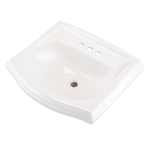 Gerber® G0012575 Allerton™ Bathroom Sink with Consealed Front Overflow, Curved Rectangular Shape, Pedestal Mount, White