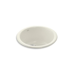 Kohler® 6565-96 Porto Fino™ Bar Sink, Round Shape, 18-3/8 in Dia x 8-5/8 in D, Top/Undermount, Enameled Cast Iron, Biscuit