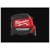 Milwaukee® 48-22-0325 Compact Magnetic Wide Measuring Tape, 25 ft L x 1 in W Blade, Steel Blade, 1/16 in, 1/8 in, 1/4 in, 1/2 in, 1 ft Graduation