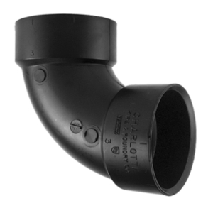 Charlotte ABS 00300 0600 Sanitary Elbow, 1-1/2 in Nominal, Hub End Style, SCH 40/STD, ABS