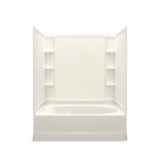 Sterling® 71100120-96 Tile Look Tile Bath/Shower, Ensemble™, 60-1/4 in L x 37-1/2 in W x 73-1/4 in H, Vikrell®, Biscuit