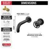 DELTA® T3558LF-BLWL Trinsic® Bathroom Faucet Trim, Commercial/Residential, 1.2 gpm Flow Rate, 4 to 8 in Center, Matte Black, 1 Handle