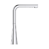 GROHE 33893002 Ladylux Pull-Out Kitchen Faucet, Residential, 1.75 gpm Flow Rate, Swivel Spout, Polished Chrome, 1 Handle, 1 Faucet Hole
