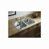 Sterling® 11402-3-NA Kitchen Sink with SilentShield® Technology, Southhaven®, Satin, Rectangle Shape, 14 in Left, 14 in Right L x 15-1/8 in Left, 15-1/8 in Right W, 3 Faucet Holes, 33 in L x 22 in W x 8 in H, Top Mount, 20 ga Stainless Steel