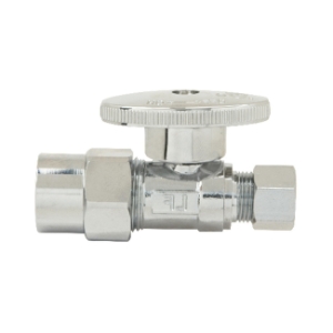 PlumbShop® RELIABLE VALUE™ PLB205X P Straight Quarter-Turn Supply Ball Stop, 1/2 x 3/8 in Nominal, CPVC Solvent Weld x Compression End Style, 125 psi Pressure, Brass Body, Polished Chrome