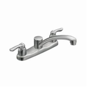 Moen® 7906 Chateau® Kitchen Faucet, 1.5 gpm Flow Rate, 8 in Center, Swivel Spout, Polished Chrome, 2 Handles