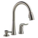 DELTA® 16970-SSSD-DST Kate® Kitchen Faucet, 1.8 gpm Flow Rate, Stainless, 1 Handle, 3 Faucet Holes, Function: Traditional, Commercial