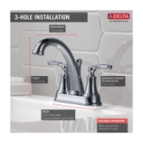 DELTA® 2532LF-MPU Bathroom Faucet, Woodhurst™, Chrome, 2 Handles, Metal Pop-Up Drain, 1.2 gpm