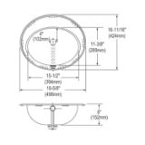 Elkay® LLVR19161 Asana™ Bathroom Sink, Oval, 8 in Faucet Hole Spacing, 19-5/8 in W x 16-11/16 in D x 6 in H, Top Mount, 304 Stainless Steel, Lustertone