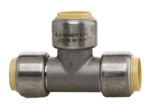 Boshart Industries SSPF-T10 1" 304 Stainless Steel Push-Fit Tee