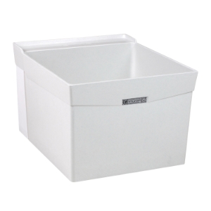 ELM® 18W UTILATUB® Single Bowl Laundry/Utility Tub, Rectangle Shape, 20 in W x 24 in D x 34 in H, Wall Mount, Durastone®, White