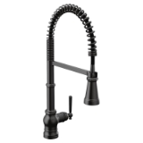 Moen® S72103BL Paterson™ Pre-Rinse Spring Pulldown Kitchen Faucet, 1.5 gpm Flow Rate, Matte Black, 1 Handle, 1 Faucet Hole, Traditional