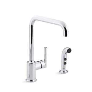 Kohler® 7508-CP Purist® Kitchen Sink Faucet, 1.8 gpm Flow Rate, High-Arc Swivel Spout, Polished Chrome, 1 Handle