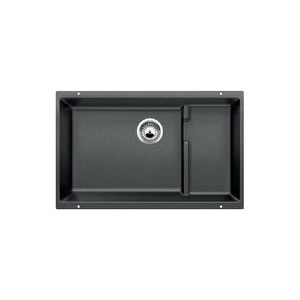 Blanco 519450 PRECIS™ CASCADE™ SILGRANIT® II Super Single Bowl Composite Sink, Anthracite, Rectangle Shape, 27-1/2 in L x 15-3/4 in W x 7-7/8 in D Bowl, 28-3/4 in L x 18-1/8 in W, Undermount, Granite