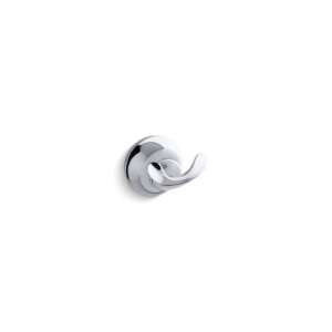 Kohler® 11375-CP Sculpted Robe Hook, Forte®, 2 Hooks, 2-11/16 in OAD x 2-5/8 in OAH, Metal, Polished Chrome