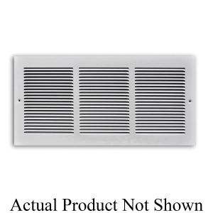 1-Way Stamped Face Return Air Grille, 12 in W x 12 in H x 1/4 in THK, 206 to 478 cfm, Steel, White Powder Coated, Import