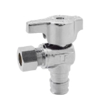 LEGEND 114-605NL T-595NL 1/4 Turn Angle Supply Stop Valve, 1/2 x 1/4 in Nominal, F1960 PEX x Compression End Style, 125 psi Pressure, Brass Body, Polished Chrome