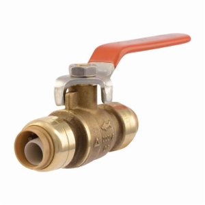 Sharkbite® 22222-0000LF Ball Valve, 1/2 in Nominal, Push-Fit End Style, Brass Body, Full Port, EPDM Softgoods