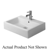 DURAVIT 0452500030 Vero® Basin With Tap Platform, Rectangle Shape, 7-7/8 in Faucet Hole Spacing, 19-5/8 in L x 18-1/2 in W x 6-7/8 in H, Above-Counter Mount, Ceramic, White