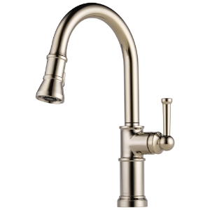 Brizo® 63025LF-PN Artesso® Kitchen Faucet, 1.8 gpm Flow Rate, Polished Nickel, 1 Handle, 1 Faucet Hole, Function: Traditional, Commercial