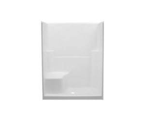 Clarion RE6036LSD/S-WH AcrylX™ Residential One-Piece Center Drain Shower Stall, 60 in L x 36 in W x 76-1/2 in H, White