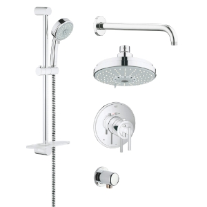 GROHE 35056000 Thermostatic Valve Shower Set, 2.5 gpm, 68-7/8 in L Hose, StarLight® Polished Chrome