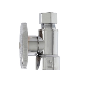 PlumbPak® 2058PCLF Straight High Quality 1/4 Turn Valve, 1/2 x 3/8 in Nominal, FNPT x Compression End Style, Solid Brass Body, Polished Chrome