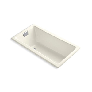 Kohler® 850-96 Tea-for-Two® Bathtub with Reversible Drain, Soaking, Rectangular Shape, 60 in L x 32 in W, End Drain, Biscuit