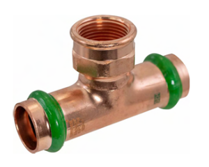 Merit Brass MB40010N 3/4" X 1/4" CopperPress® Reducing Tee (P X FPT) with VIPR® Press Ring