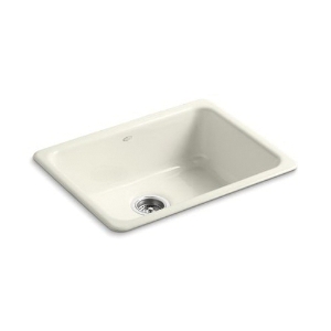 Kohler® 6585-96 Iron/Tones® Kitchen Sink, Biscuit, Rectangular Shape, 21 in L x 16 in W x 7-1/2 in D Bowl, 24-1/4 in L x 18-3/4 in W x 8-1/4 in H, Top/Undermount, Enameled Cast Iron