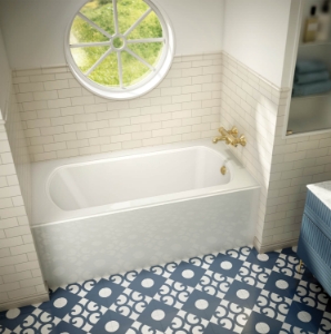 BainUltra® Meridian Uno Right Alcove Thermomasseur Tub, Biscuit, Rectangle