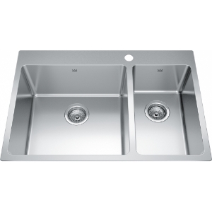 Kindred BCL2131R-9-1N Brookmore 31-in LR x 20.9-in FB x 9-in DP Drop-In Double Bowl Stainless Steel Sink