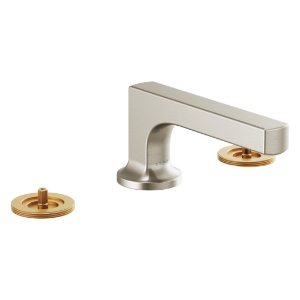 Brizo® 65308LF-NKLHP-ECO Kintsu® Widespread Lavatory Faucet, 1.2 gpm at 60 psi Flow Rate, 2-3/16 in H Spout, 6 to 16 in Center, Luxe Nickel, 2 Handles