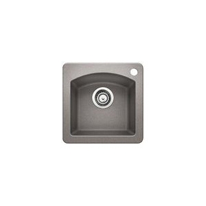 Blanco 440203 DIAMOND™ Drop-In Bar Sink, SILGRANIT®, Metallic Gray, Squared Shape, 12 in L x 11-1/2 in W x 8 in D Bowl, 1 Faucet Hole, 15 in L x 15 in W, Granite Composite