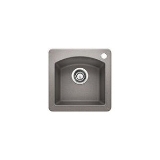 Blanco 440203 DIAMOND™ Drop-In Bar Sink, SILGRANIT®, Metallic Gray, Squared Shape, 12 in L x 11-1/2 in W x 8 in D Bowl, 1 Faucet Hole, 15 in L x 15 in W, Granite Composite