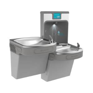 Elkay® LZSTL8WSLP ezH2O® Filtered Bi-Level Bottle Filling Station and Cooler, 1.1 gpm Flow Rate, Pushbar/Sensor Operation, Refrigerated Chilling, 2 Stations, Light Gray Granite